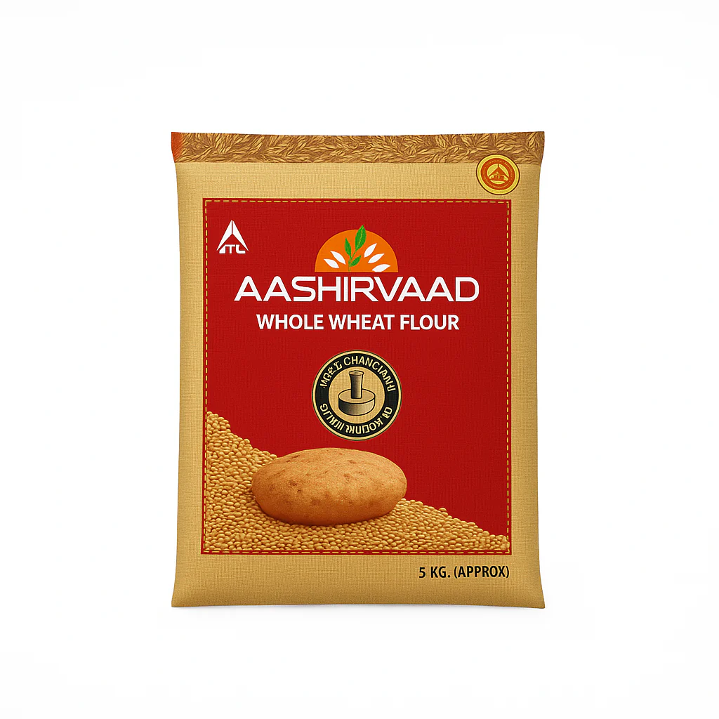 Aashirvaad Whole Wheat Flour Atta - Premium Quality, Fiber-Rich, and 100% Safe Packaging